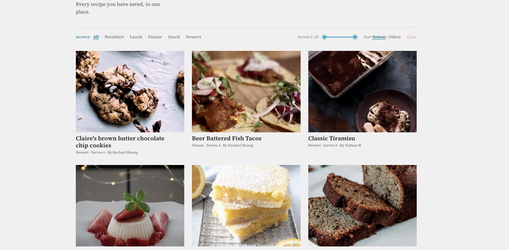 Allo my recipes demo screenshot